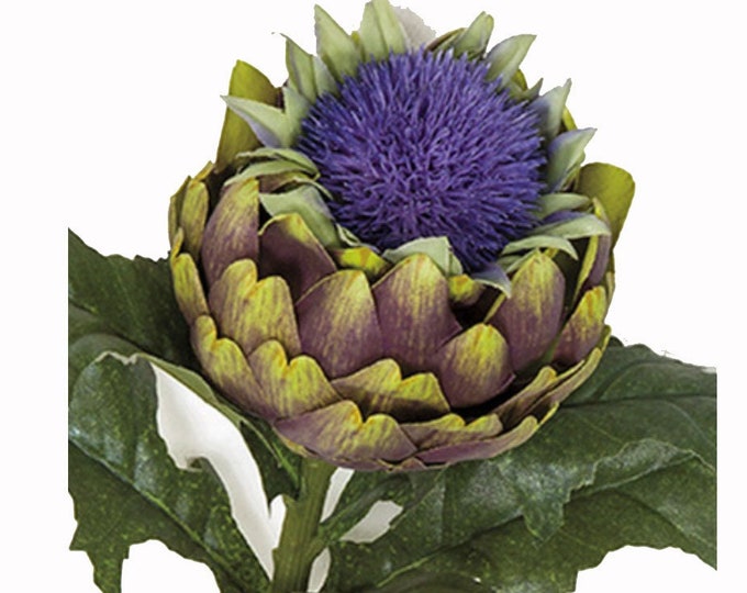 26" Faux Artichoke Open with Flower on Stem, Artificial Artichoke for Table Centerpieces, Floral Arrangements, Bouquets, Kitchen Decor
