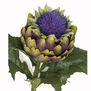 26" Faux Artichoke Open with Flower on Stem, Artificial Artichoke for Table Centerpieces, Floral Arrangements, Bouquets, Kitchen Decor