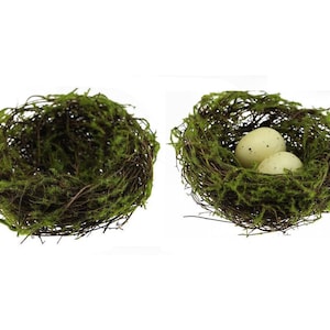 4" Decorative Bird Nest Natural Angel Vine and Moss, Eggs Optional, DIY Spring Easter Decor, Floral Supply, Wreath Supply Accent Attachment