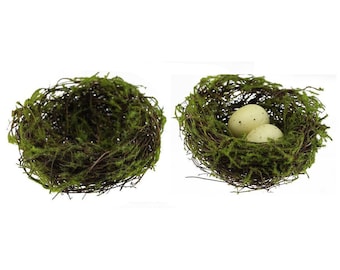 4" Decorative Bird Nest-Natural Angel Vine and Moss-Eggs Optional-DIY Spring Easter Decor-Floral Supply-Wreath Supply Accent Attachment