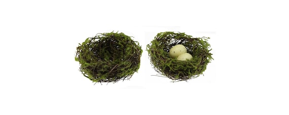 4" Decorative Bird Nest Natural Angel Vine and Moss, Eggs Optional, DIY Spring Easter Decor, Floral Supply, Wreath Supply Accent Attachment