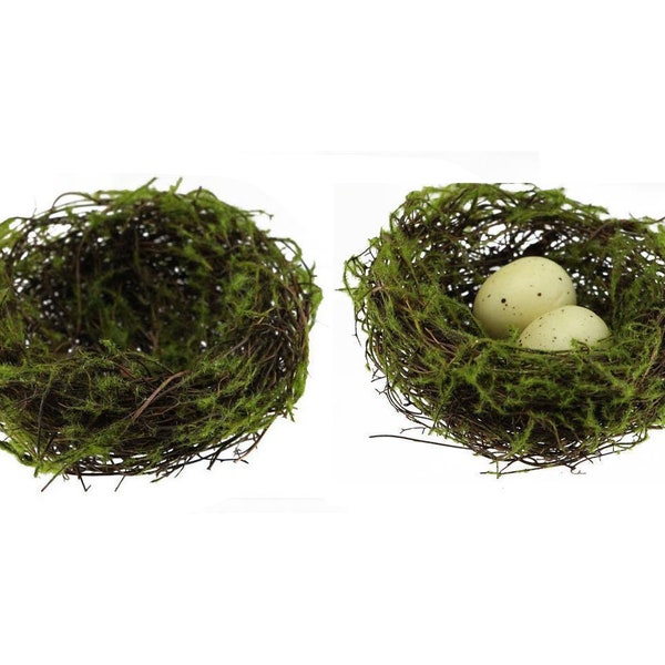 4" Decorative Bird Nest-Natural Angel Vine and Moss-Eggs Optional-DIY Spring Easter Decor-Floral Supply-Wreath Supply Accent Attachment