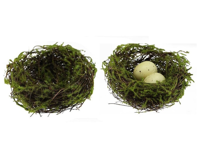 4" Decorative Bird Nest Natural Angel Vine and Moss, Eggs Optional, DIY Spring Easter Decor, Floral Supply, Wreath Supply Accent Attachment