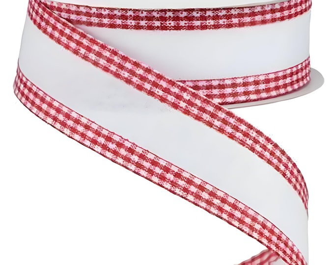 Gingham Edge Royal Burlap Ribbon, Wired, 1.5" x 10 Yards