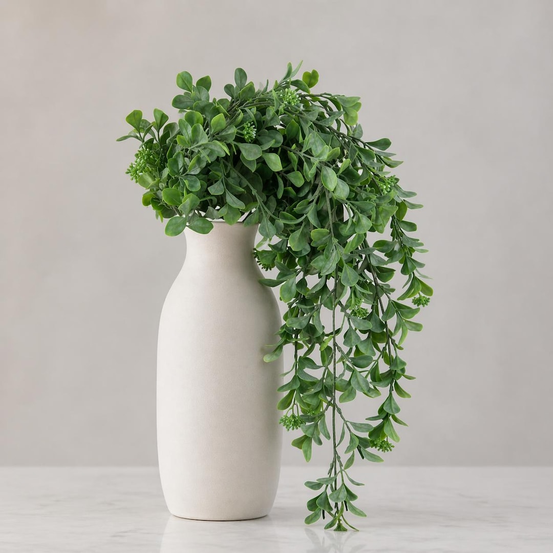 29" Faux Spirea Hanging Greenery, Cascading Draping Stem
