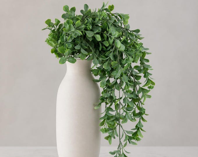 29" Faux Spirea Hanging Greenery, Cascading Draping Stem