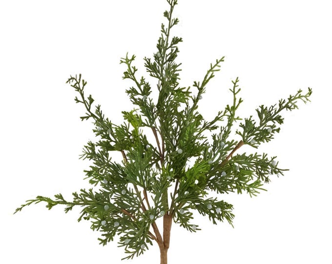 Faux Juniper Christmas Stem, Artificial Juniper Greenery w/ Berries, Realistic Winter Stem for Holiday Arrangements, Wreaths, or Garland-28"