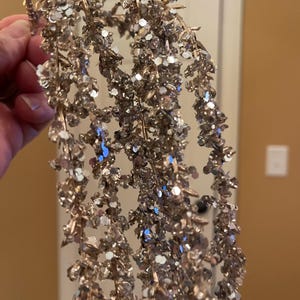 Faux Glittered Hanging Amaranthus Spray in Metallic Gold Champagne, Christmas Tree Decor, Christmas Spray, Wedding Decor, 12.5&quot; L