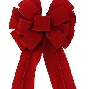 26&quot; x 12&quot; Large Red Velvet Outdoor Christmas Bow, Weatherproof Wired Bow for Front Door, Porch, Mailbox