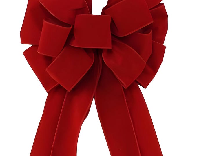26" x 12" Large Red Velvet Outdoor Christmas Bow, Weatherproof Wired Bow for Front Door, Porch, Mailbox
