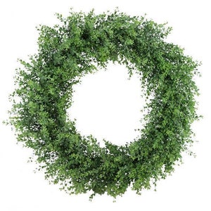 28" Spring Summer Year Round Boxwood Greenery Wreath for Front Door-Indoor/Outdoor-Farmhouse Wreath-DIY Wreath-Floral Supply