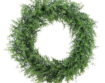 28" Spring Summer Year Round Boxwood Greenery Wreath for Front Door-Indoor/Outdoor-Farmhouse Wreath-DIY Wreath-Floral Supply