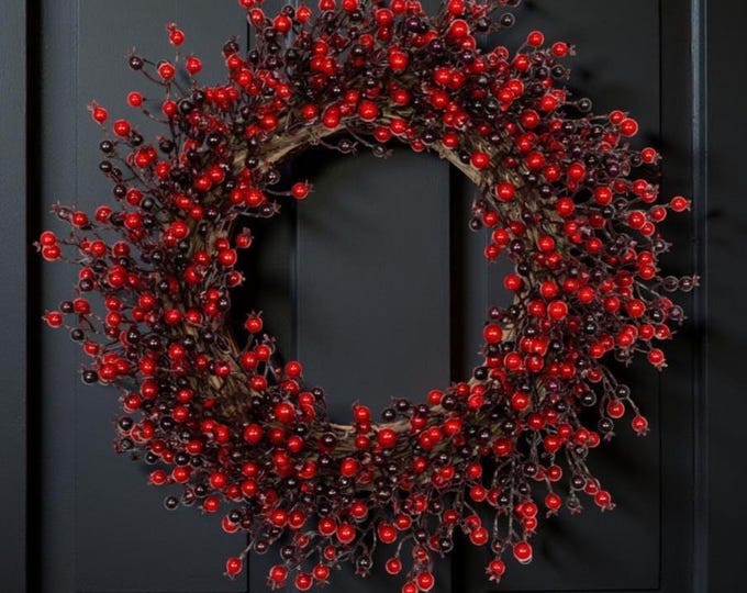 Red and Burgundy Berry Christmas Wreath - 24"