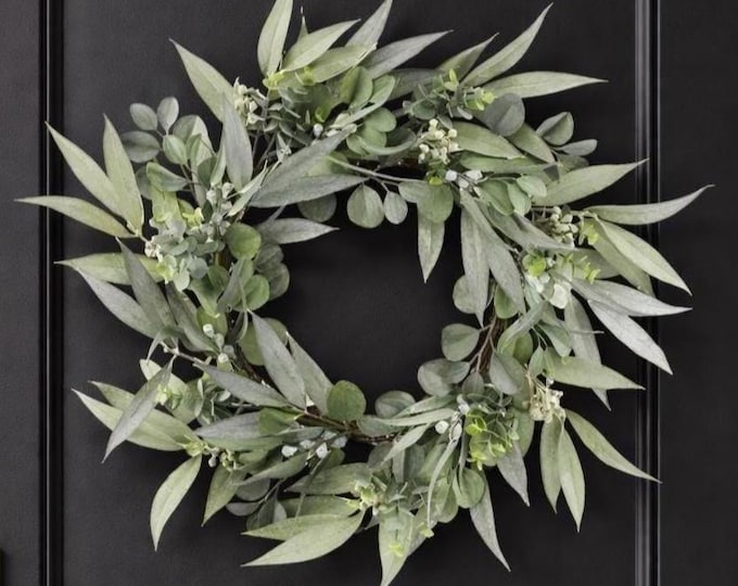 Modern Eucalyptus Wreath for Front Door, Kitchen or Year Round Decor