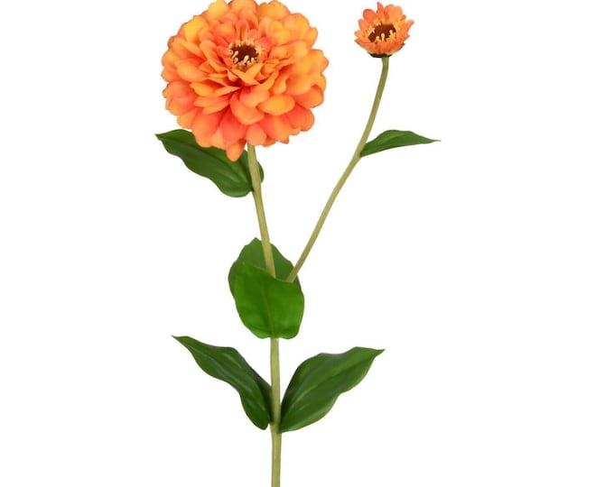 26" Orange Zinnia Stem - Artificial Flowers