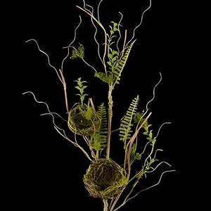35&quot; Spring Greenery Stems, Spring Branches - Faux Fern Leaf with Nests, Tall Branches, Spring Vase Filler