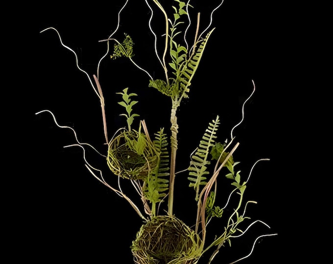 35" Spring Greenery Stems, Spring Branches - Faux Fern Leaf with Nests, Tall Branches, Spring Vase Filler
