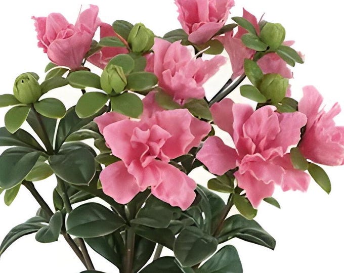 14" Artificial Outdoor UV Azalea Bush on Stem in Pink