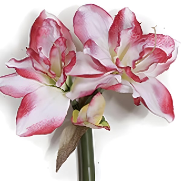 Flores de amarilis rosadas artificiales de 76 cm (30") con tacto real, decoración navideña tradicional artificial.