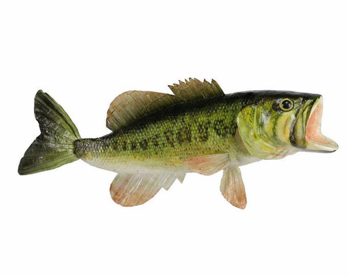 Faux Largemouth Bass Fish, Lake Theme Wreath Party Decor Cake Topper