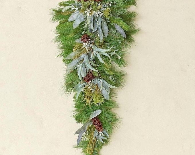 Christmas Pine Swag with Eucalyptus and Twig Accents - 35"