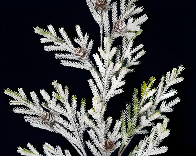 20" Flocked Pine Branch Stem - Christmas Winter Greenery