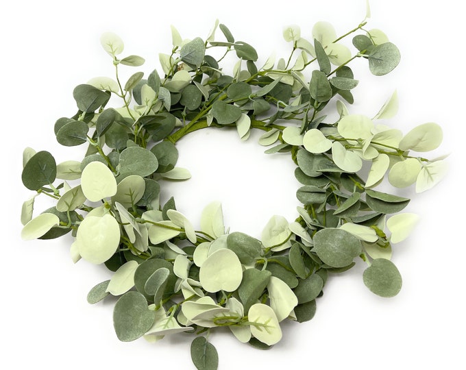 15" Eucalyptus Wreath, Farmhouse Wreath, Spring Wreath with Silver Drop Eucalyptus, Greenery Wreath for Cabinet or Candle