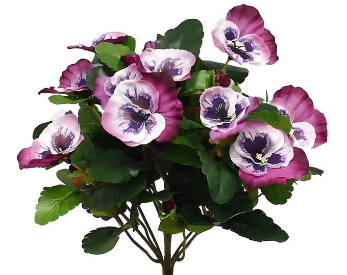 10" Artificial Pansy Spring Flower Bush for Floral Arrangements, Vase Bouquet Container Pot Wreath Fillers-Artificial Faux Flowers