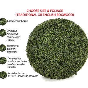 Large Artificial Faux Outdoor Boxwood Ball-UV Foliage-Decorative Orb-Sphere-Urn Filler-Topiary Ball-Greenery Ball-Floral Supply-Choose Size