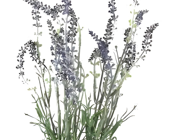 18" Faux Lavender Stems, Lavender Bush, Lavender Flowers for Floral Arrangements, Vase Filler, Planter Filler, Wreath Floral Supply