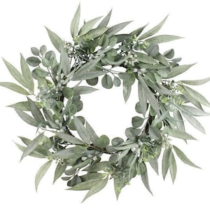 Farmhouse Wreath with Mixed Eucalyptus Greenery for Front Door/Indoor Wall-DIY Wreath Base-Wreath/Floral Supply-2 SIZES