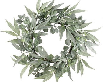 Farmhouse Wreath with Mixed Eucalyptus Greenery for Front Door/Indoor Wall-DIY Wreath Base-Wreath/Floral Supply-2 SIZES