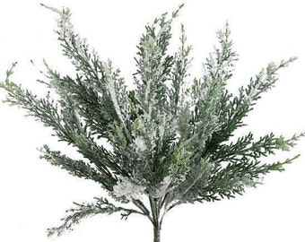 17" Artificial Juniper Bush/Spray/Stem/Pick/Vase Filler-Christmas/Winter Greenery-Holiday Home Decor-Artificial Evergreen Floral Supply