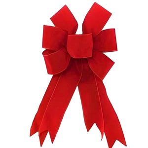 Large Red Velvet Outdoor Christmas Bow, Wired - 18" x 11" image 5