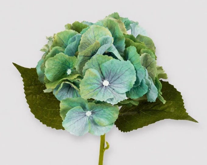 Real Touch Hydrangea - Green Blue Sea Mist - 14"