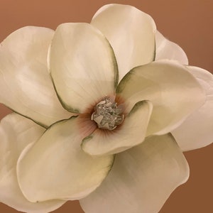 Faux magnolia de 81 cm, fleur de magnolia artificielle sur tige, remplissage de vase, crème, fleurs en soie, décoration de magnolia, fleur du sud, offre florale