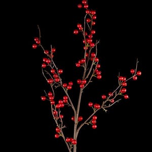 37&quot; Christmas Stems, Red Crabapple Berry Branch Spray on Stem, Christmas Decor, Tall Stems