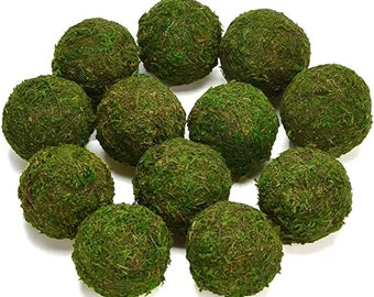 2" Moss Balls Set of 12, Preserved Moss Ball Orb Sphere, Bowl Filler Vase Filler, Moss Decor, Home Decor