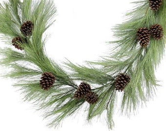 Long Needle Pine Garland-Christmas Garland-Winter Garland for Mantel, Stairs, Door, Entryway-Artificial-Christmas Decor-Floral Supply