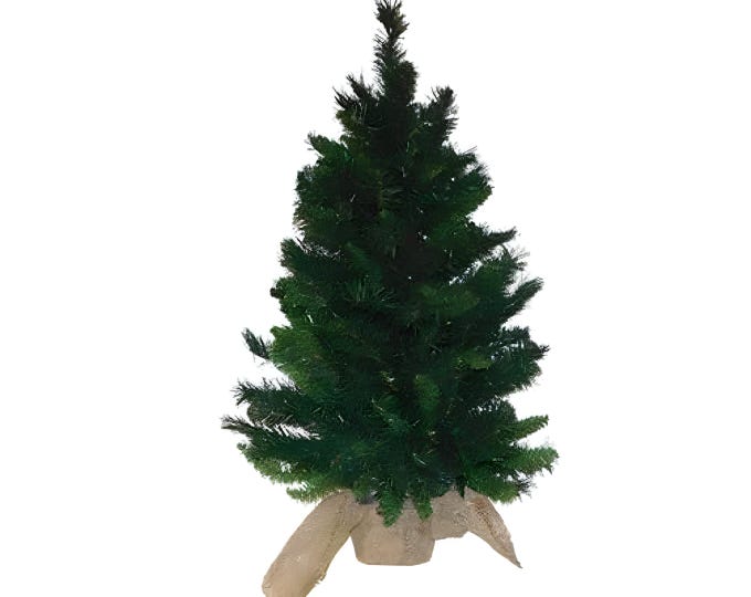 12", 24" or 36" Tabletop Christmas Tree Weighted Burlap Wrapped Base DIY Undecorated Crafting Tree Holiday Tree - Choose Tree Type/Size
