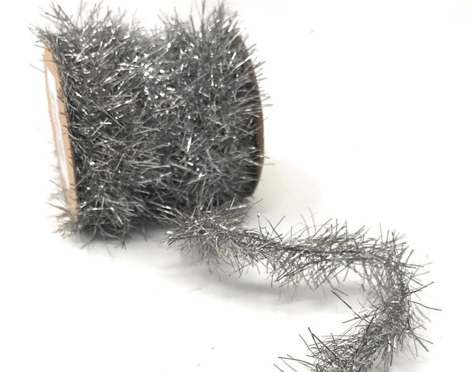 12 Feet Aged Silver Vintage Tinsel Garland, Retro Christmas Decor Christmas Craft Supplies
