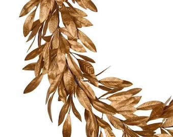 Antique Gold Bay Leaf Garland - 6 FT