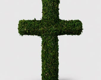 16" or 20" Moss Cross Wreath