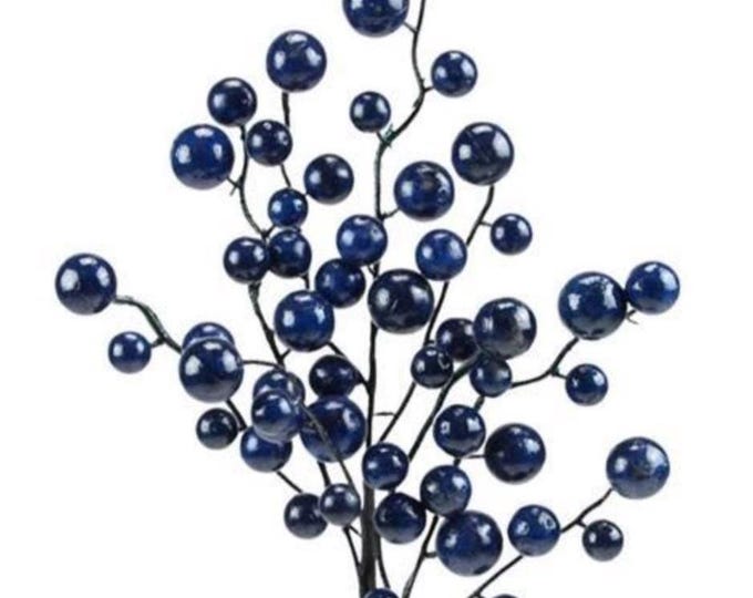 Navy Blue Waterproof Mixed Berry Christmas Stems - 17"