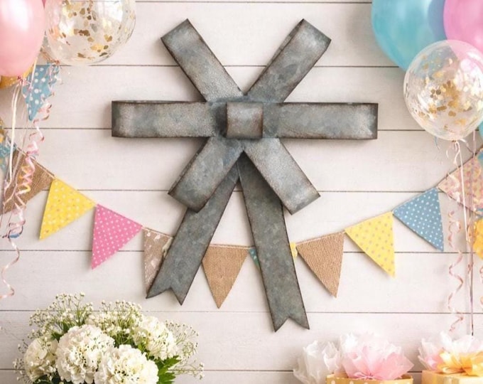 Large Rustic Metal Bow, Farmhouse Party Backdrop Wall Accent