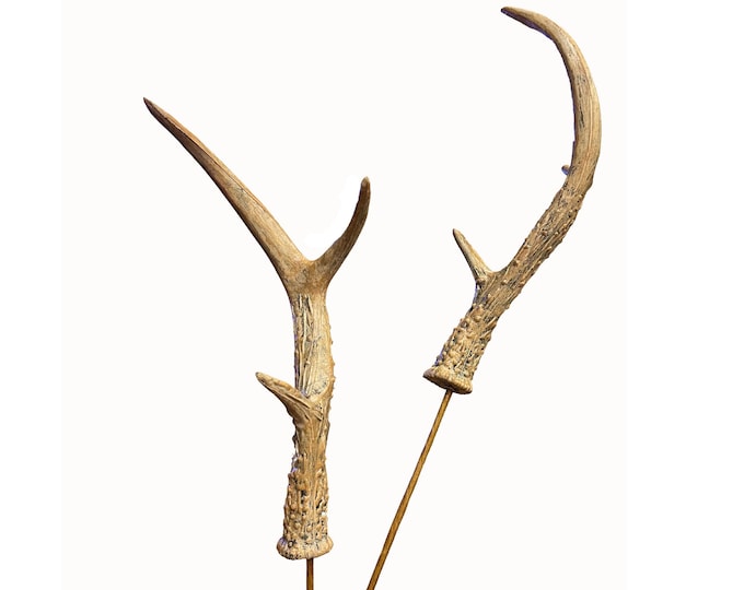 Pair of Faux Deer Antlers Horns on Stem for Wreath Centerpiece Christmas Tree or Cake Topper
