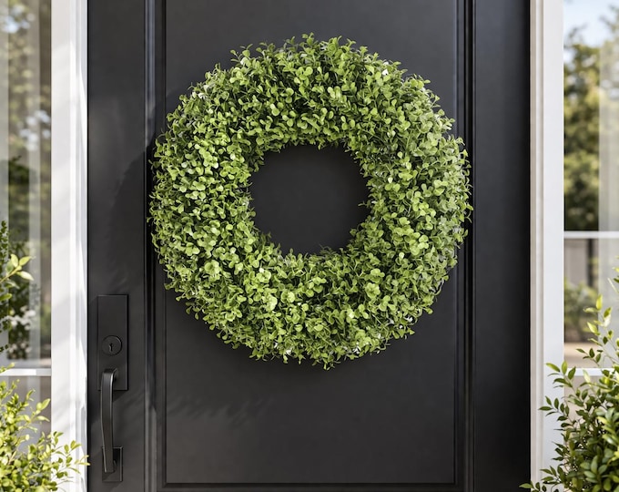 Faux UV Resistant Outdoor Boxwood Wreath