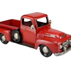 16&quot; Red Metal Antique Vintage Truck Planter-Farm Truck-Christmas Decor-Farmhouse Decor-Old Fashioned Pickup Truck-Floral Supply