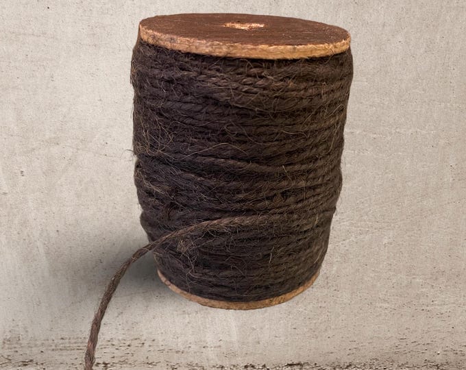 Gray Natural Jute Twine Rope String Cord on Wooden Spool, 200 Feet, Wedding Decor, Garden Twine