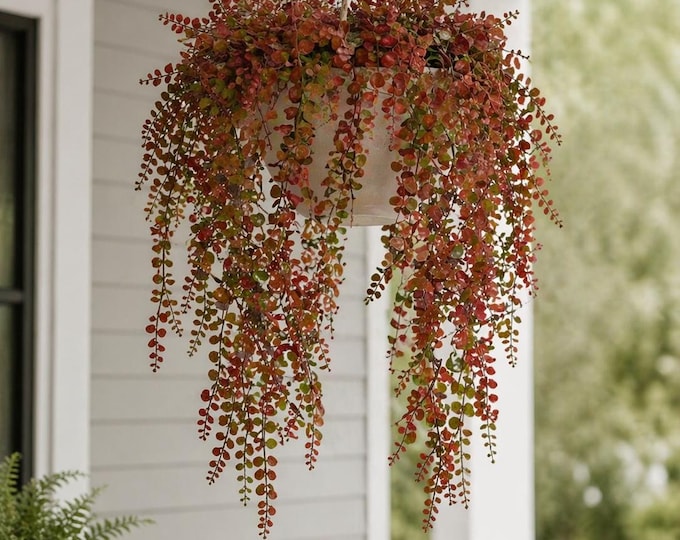 UV Resistant Hanging Button Bush Plant, Faux Outdoor Trailing Greenery - 38"